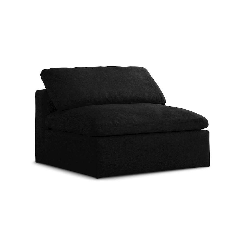 Serene Black Linen Textured Fabric Deluxe Comfort Modular Armless Chair. Picture 1