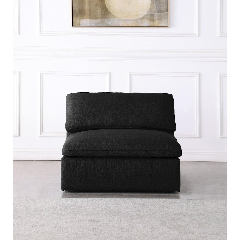 Serene Black Linen Textured Fabric Deluxe Comfort Modular Armless Chair. Picture 2