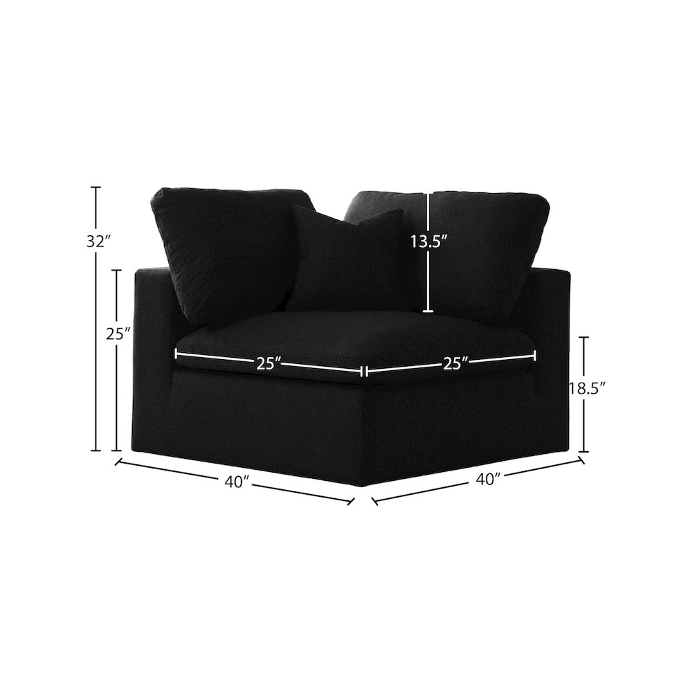 Serene Black Linen Textured Fabric Deluxe Comfort Modular Corner Chair. Picture 6