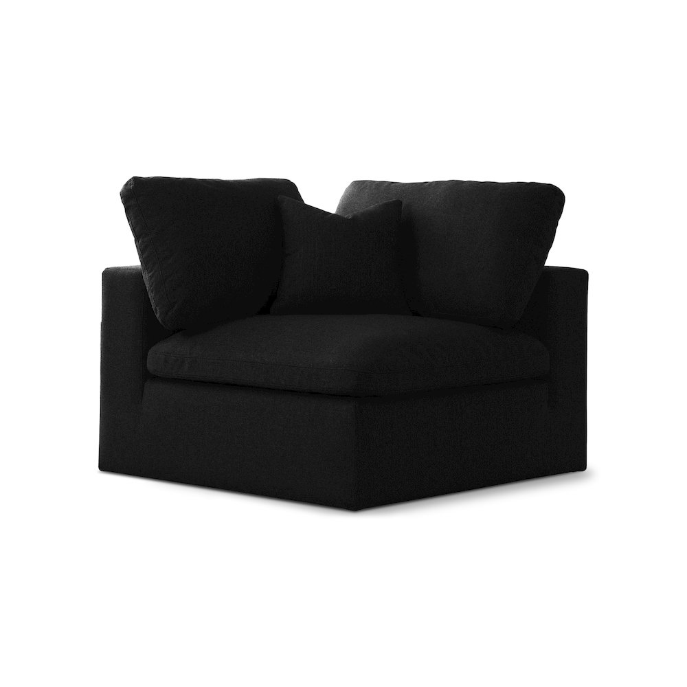 Serene Black Linen Textured Fabric Deluxe Comfort Modular Corner Chair. Picture 1