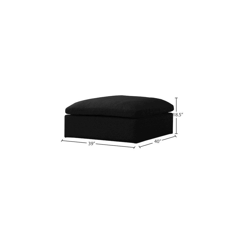 Serene Black Linen Textured Fabric Deluxe Comfort Modular Ottoman. Picture 3