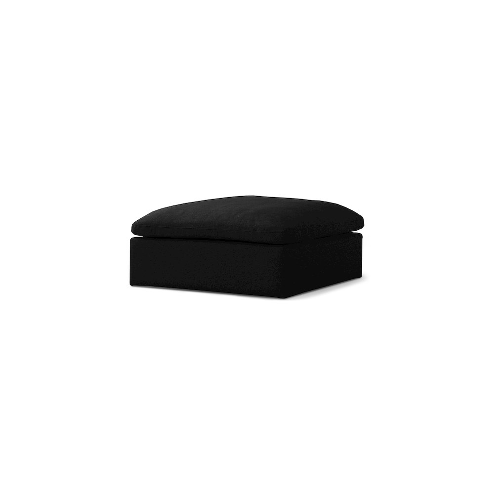 Serene Black Linen Textured Fabric Deluxe Comfort Modular Ottoman. Picture 1