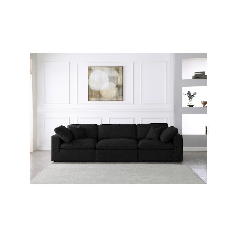 Serene Black Linen Textured Fabric Deluxe Comfort Modular Sofa. Picture 2