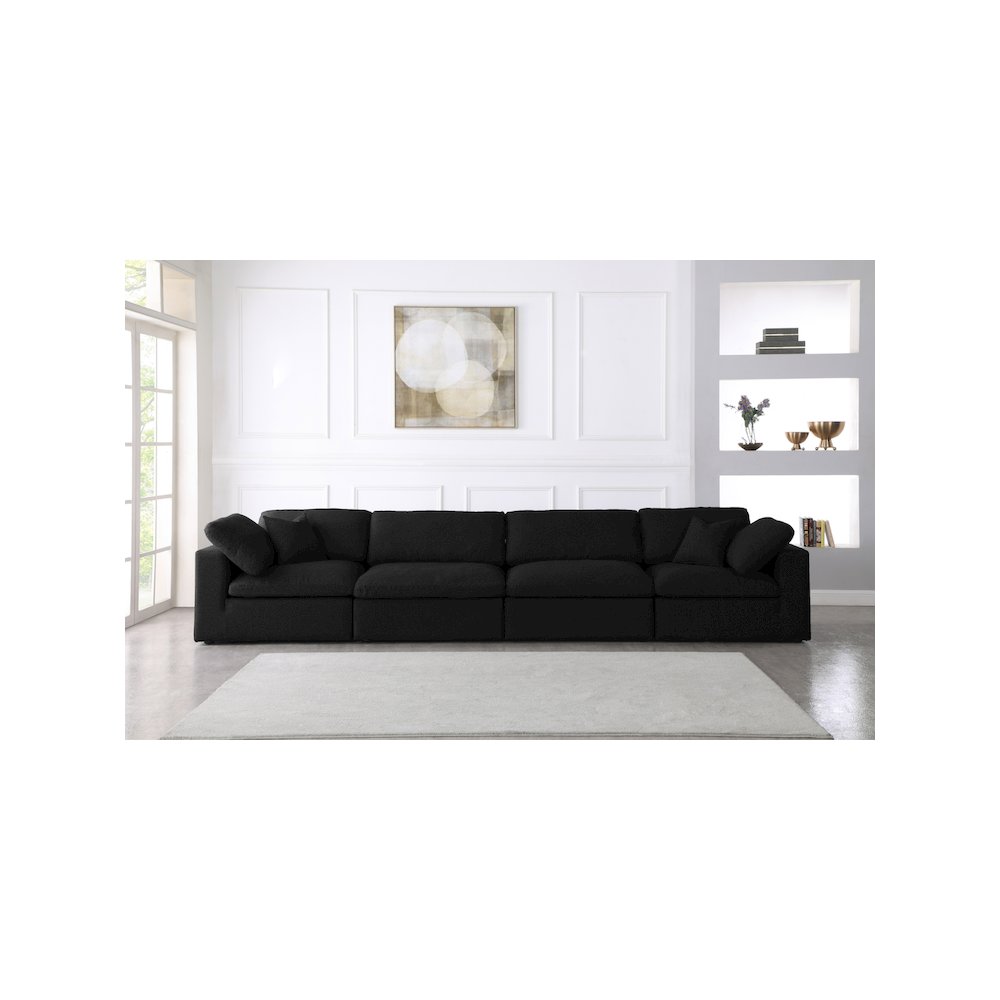 Serene Black Linen Textured Fabric Deluxe Comfort Modular Sofa. Picture 2