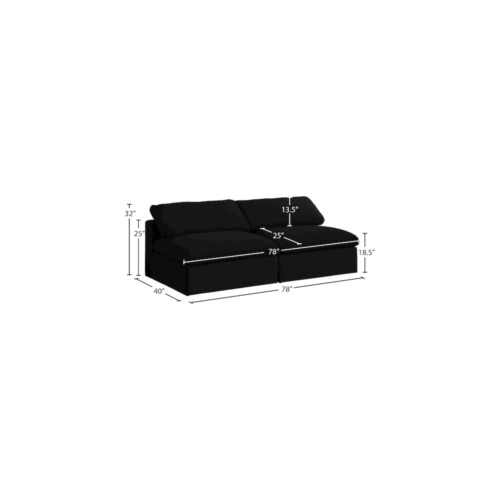Serene Black Linen Textured Fabric Deluxe Comfort Modular Armless Sofa. Picture 5