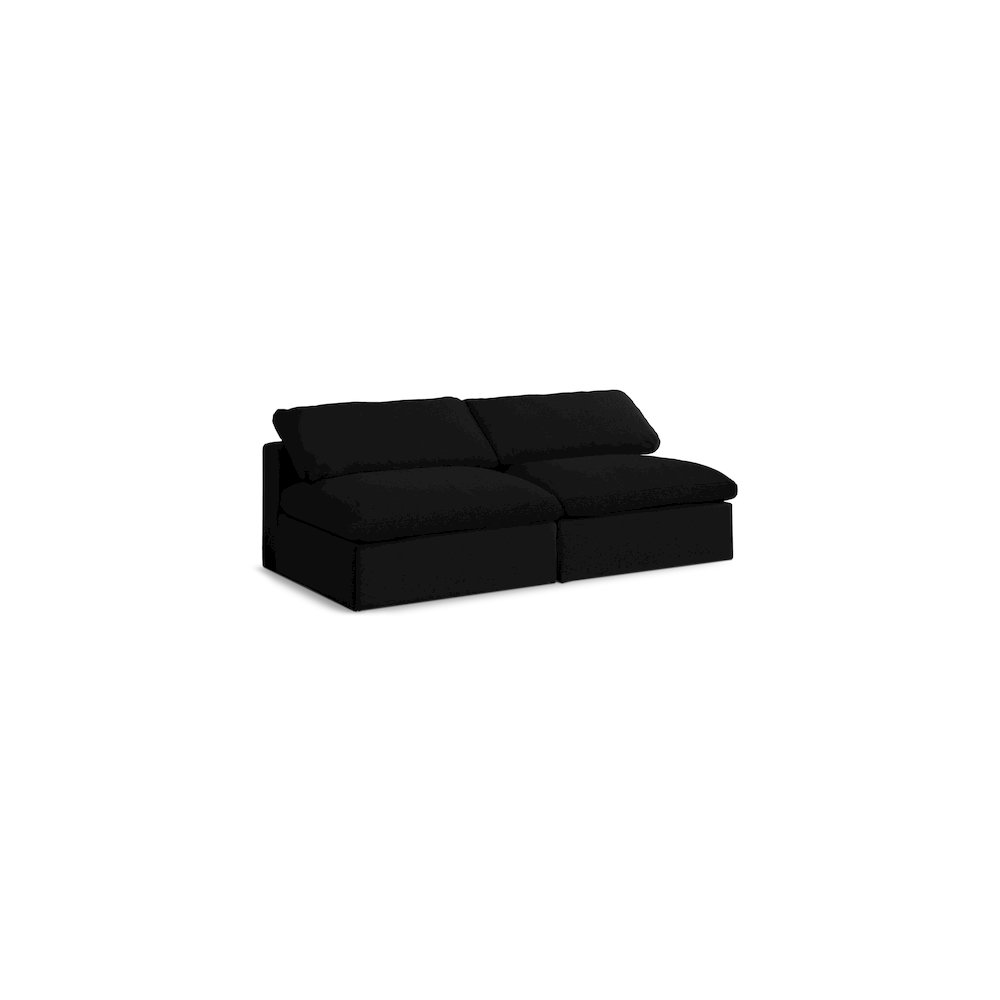 Serene Black Linen Textured Fabric Deluxe Comfort Modular Armless Sofa. Picture 1