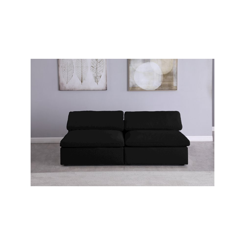 Serene Black Linen Textured Fabric Deluxe Comfort Modular Armless Sofa. Picture 2