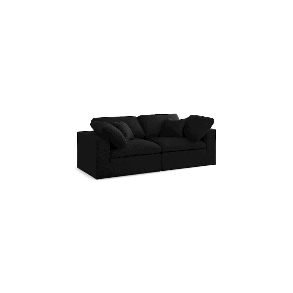Serene Black Linen Textured Fabric Deluxe Comfort Modular Sofa. Picture 1