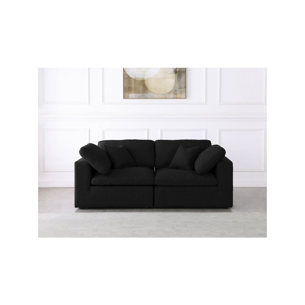 Serene Black Linen Textured Fabric Deluxe Comfort Modular Sofa. Picture 2