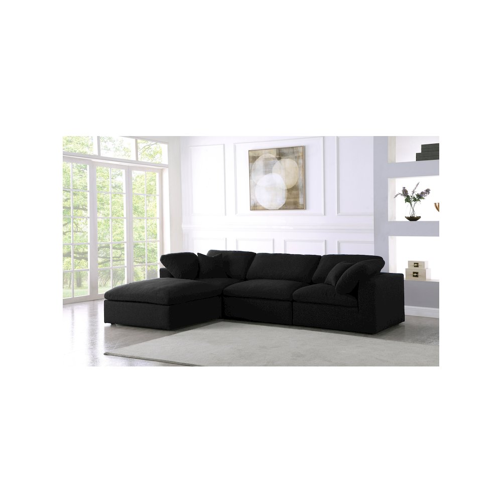 Serene Black Linen Textured Fabric Deluxe Comfort Modular Sectional. Picture 2
