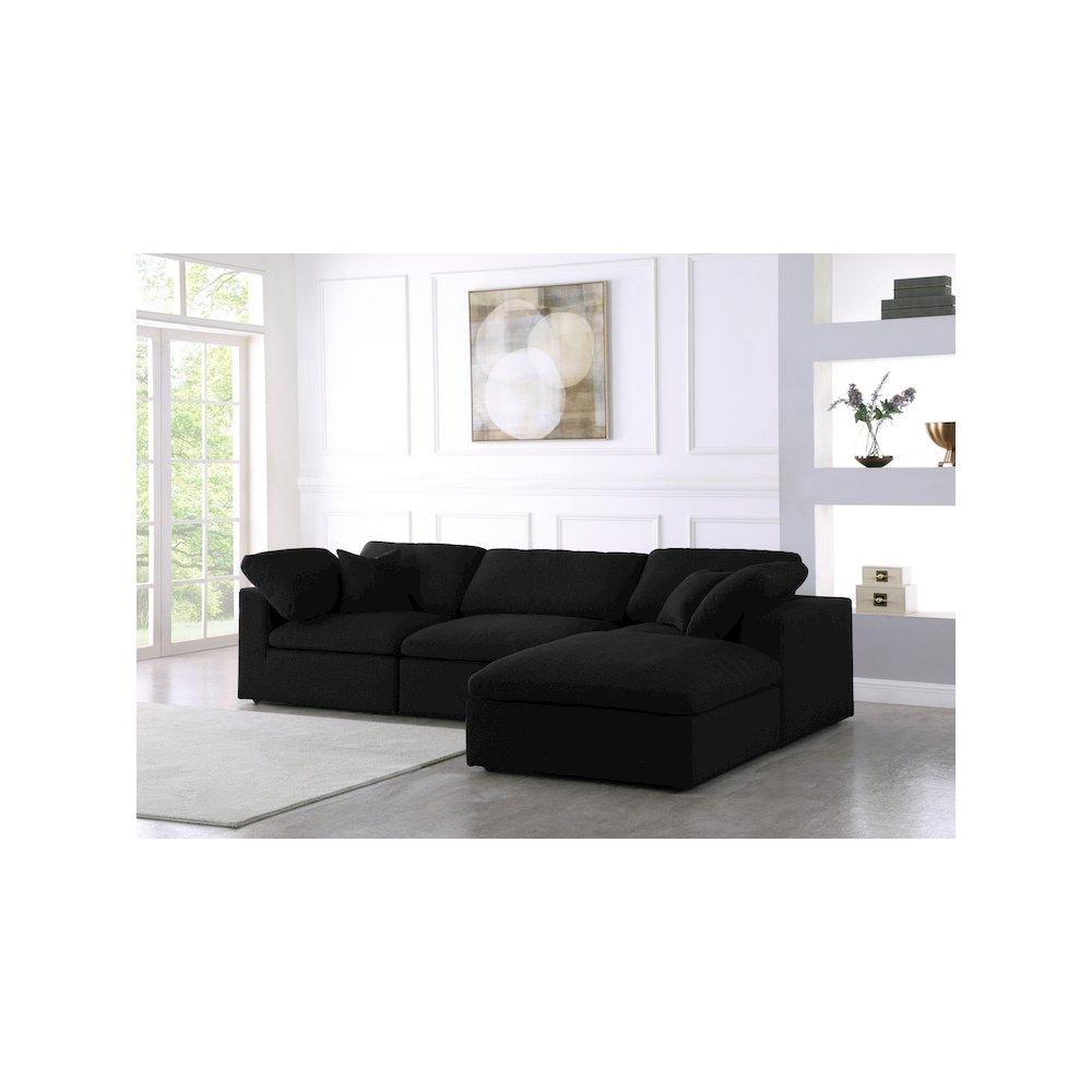 Serene Black Linen Textured Fabric Deluxe Comfort Modular Sectional. Picture 3