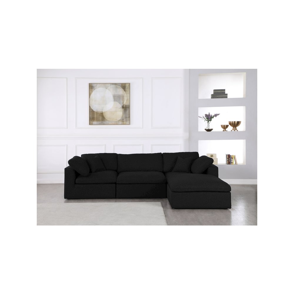 Serene Black Linen Textured Fabric Deluxe Comfort Modular Sectional. Picture 4
