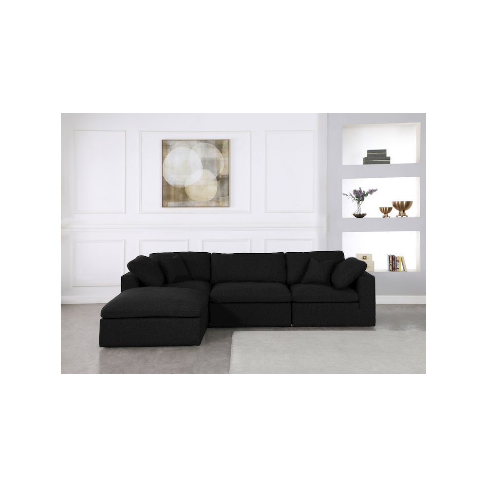 Serene Black Linen Textured Fabric Deluxe Comfort Modular Sectional. Picture 5