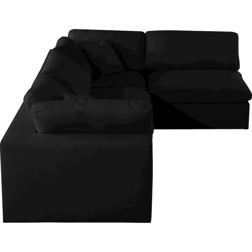 Serene Black Linen Textured Fabric Deluxe Comfort Modular Sectional. Picture 9
