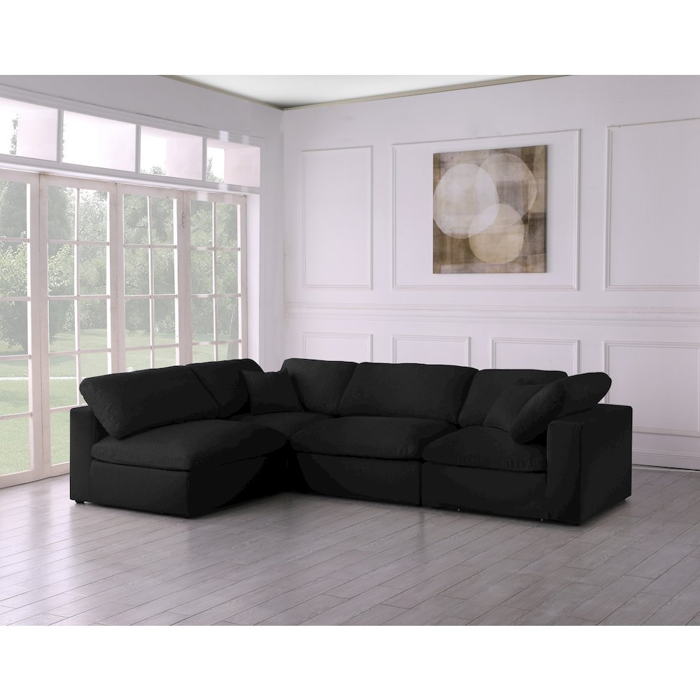 Serene Black Linen Textured Fabric Deluxe Comfort Modular Sectional. Picture 2