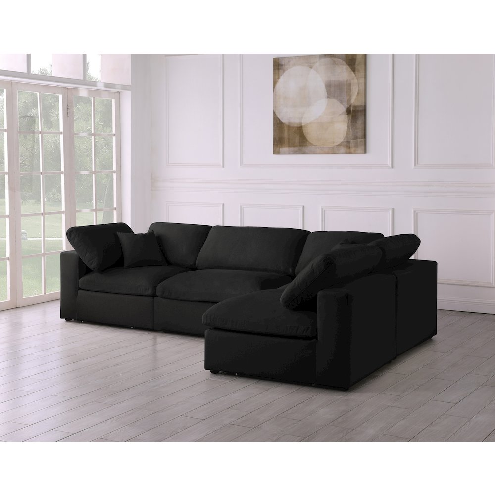 Serene Black Linen Textured Fabric Deluxe Comfort Modular Sectional. Picture 3