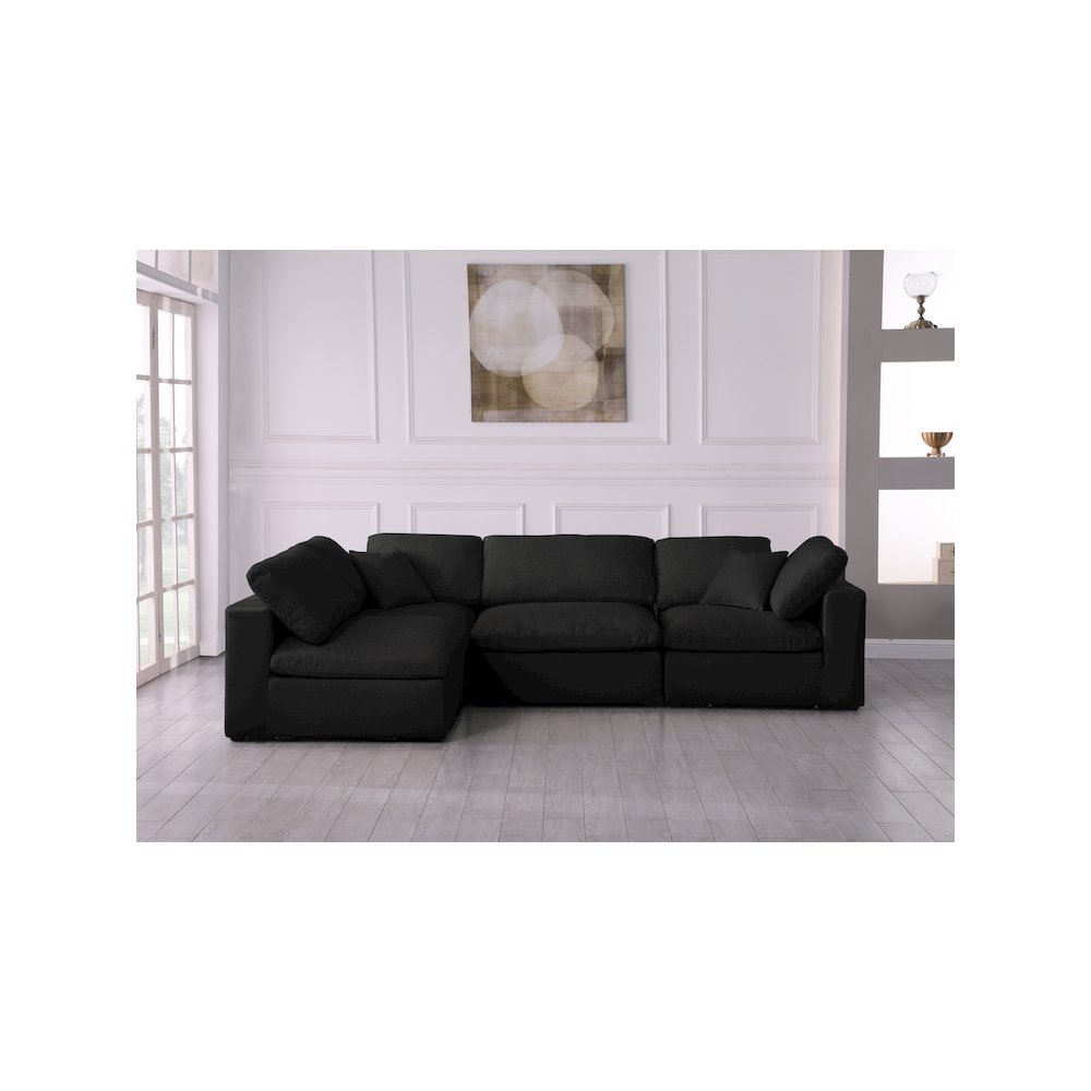 Serene Black Linen Textured Fabric Deluxe Comfort Modular Sectional. Picture 4