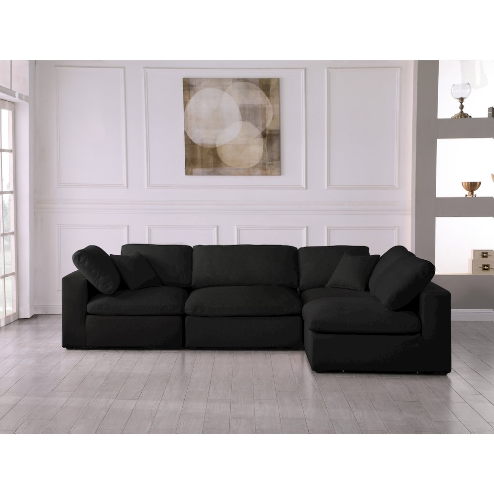 Serene Black Linen Textured Fabric Deluxe Comfort Modular Sectional. Picture 5