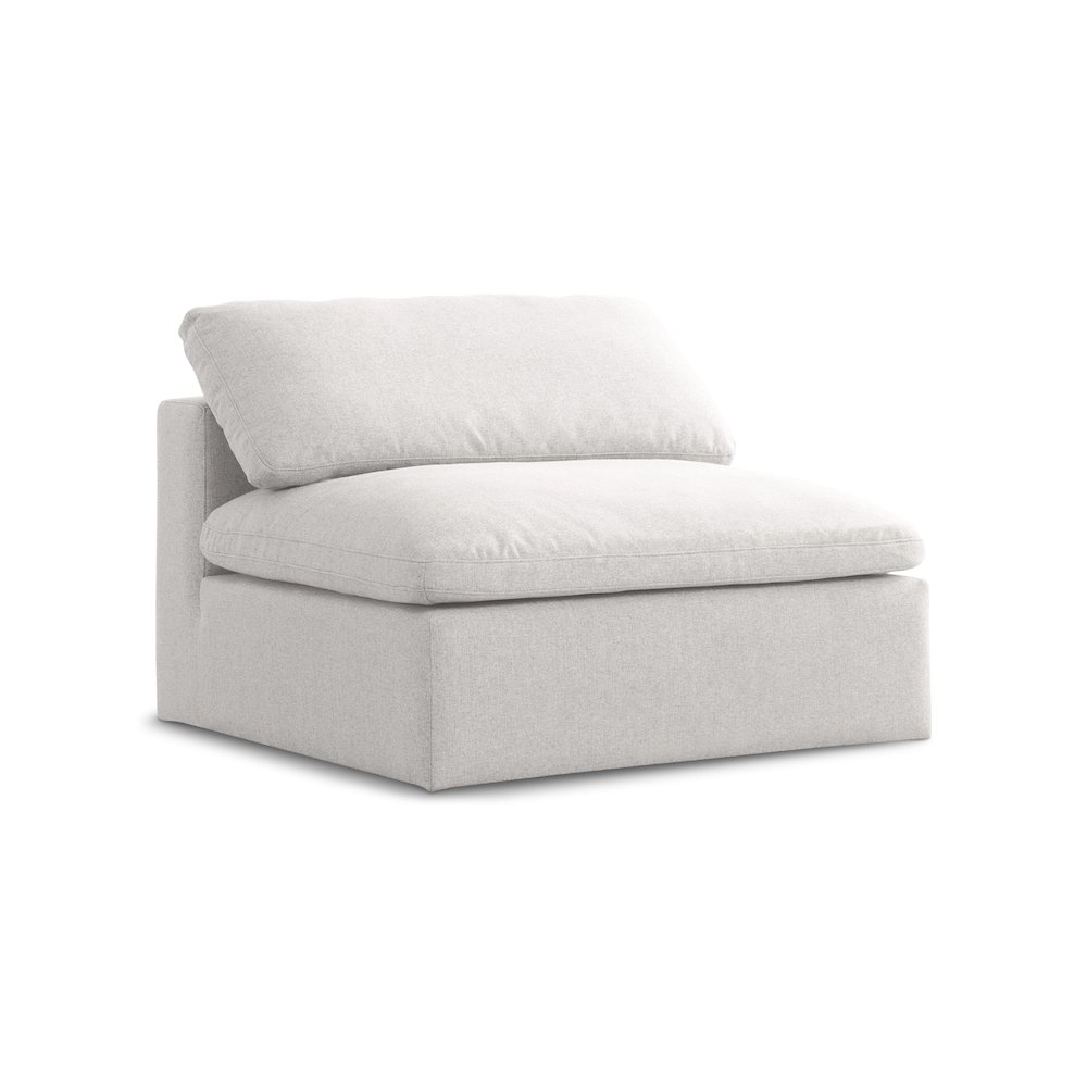 Serene Cream Linen Textured Fabric Deluxe Comfort Modular Armless Chair. Picture 1