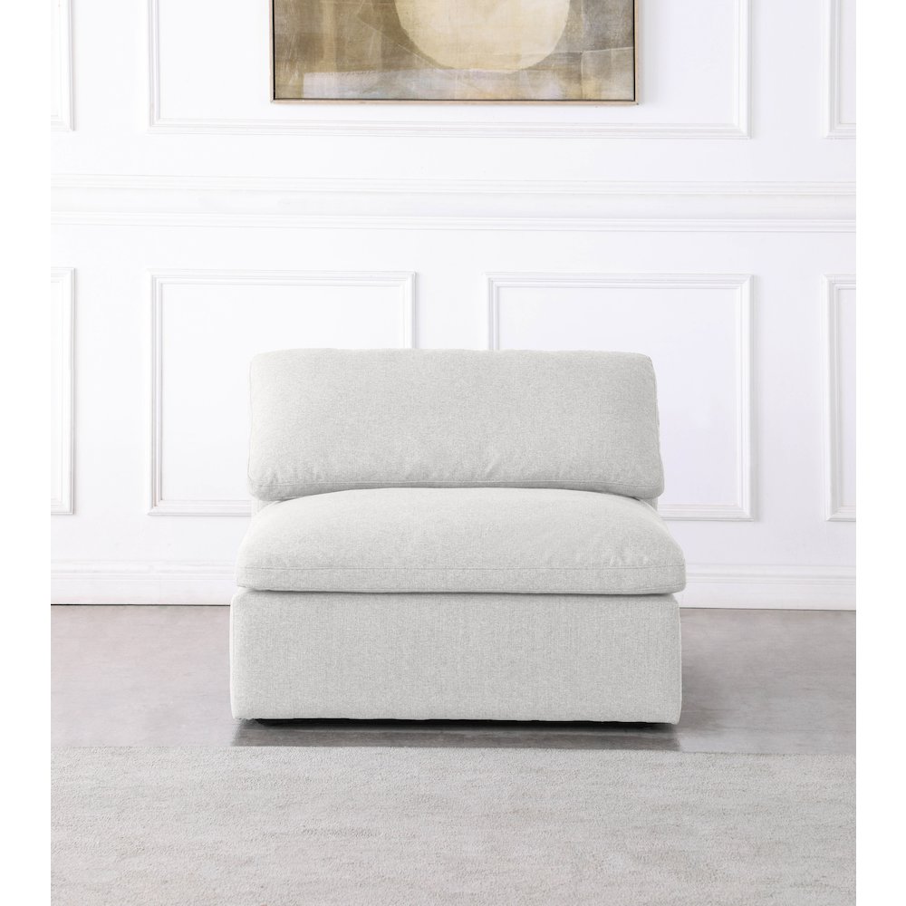 Serene Cream Linen Textured Fabric Deluxe Comfort Modular Armless Chair. Picture 2