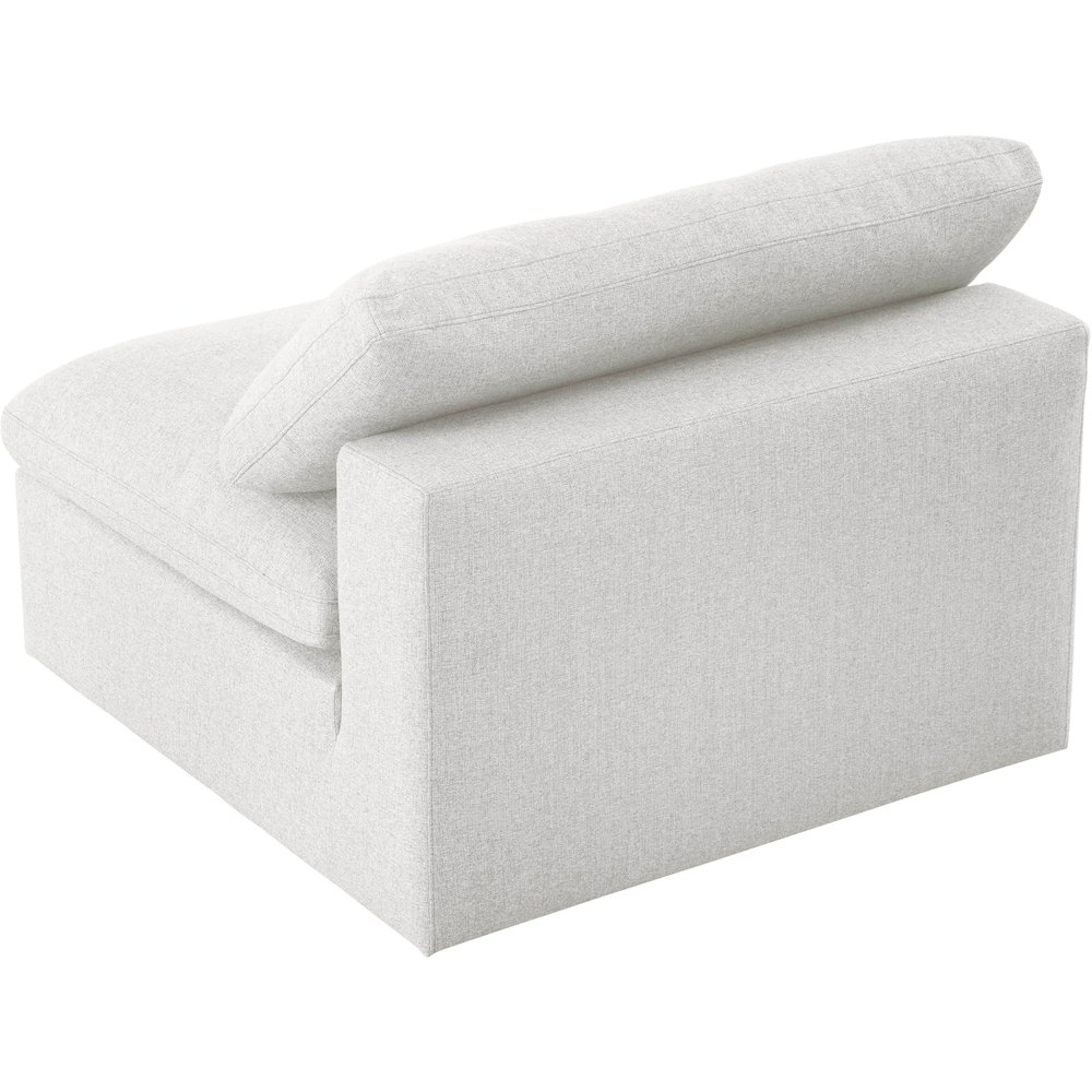 Serene Cream Linen Textured Fabric Deluxe Comfort Modular Armless Chair. Picture 3