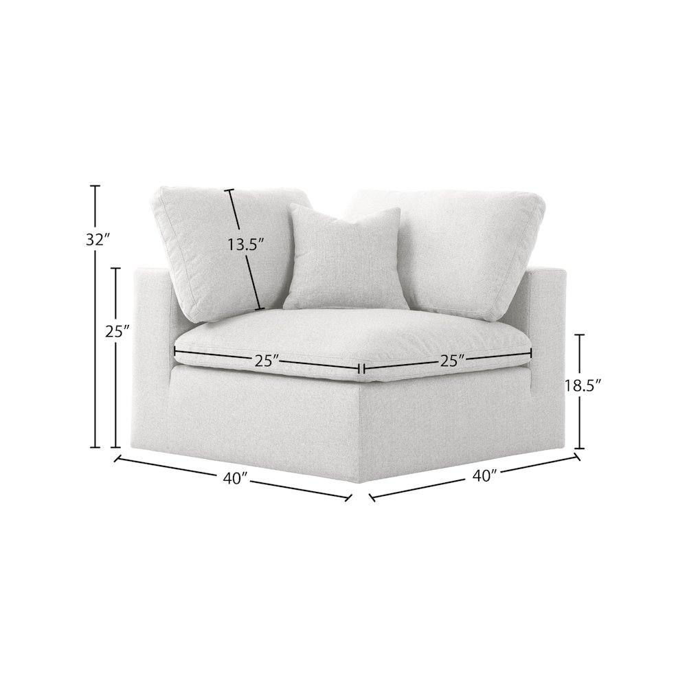 Serene Cream Linen Textured Fabric Deluxe Comfort Modular Corner Chair. Picture 4