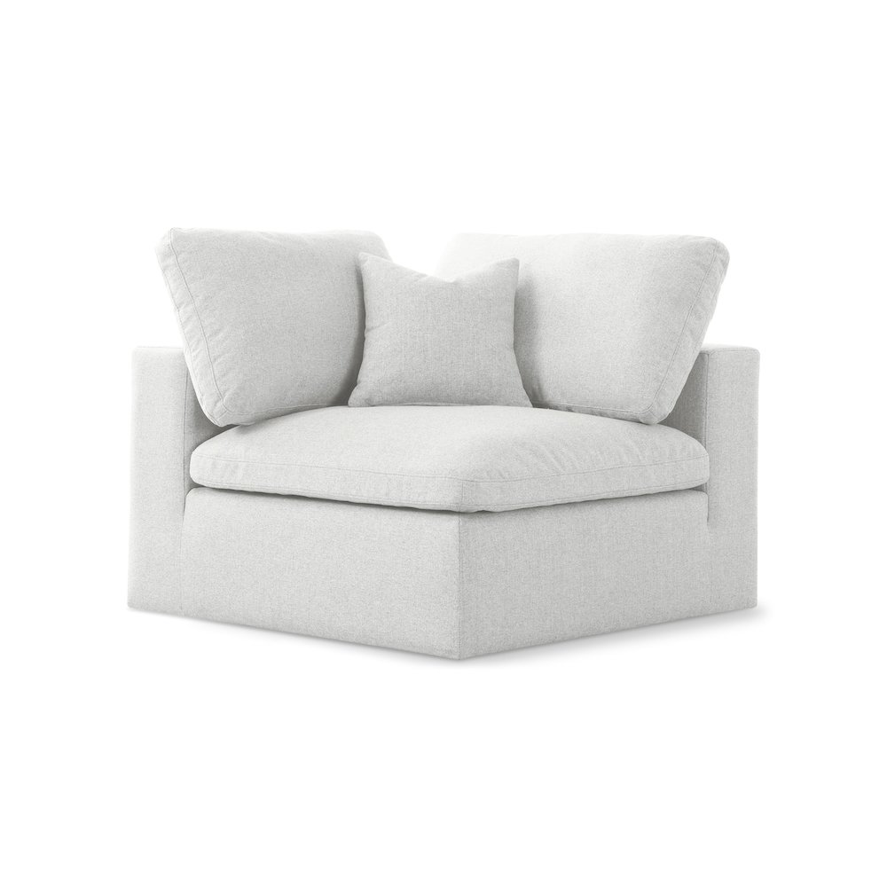 Serene Cream Linen Textured Fabric Deluxe Comfort Modular Corner Chair. Picture 1