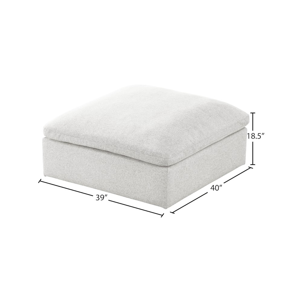 Serene Cream Linen Textured Fabric Deluxe Comfort Modular Ottoman. Picture 3