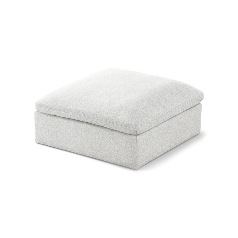 Serene Cream Linen Textured Fabric Deluxe Comfort Modular Ottoman. Picture 1