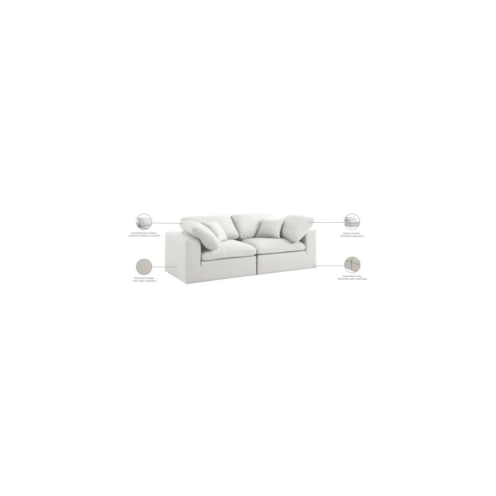 Serene Cream Linen Textured Fabric Deluxe Comfort Modular Sofa. Picture 8