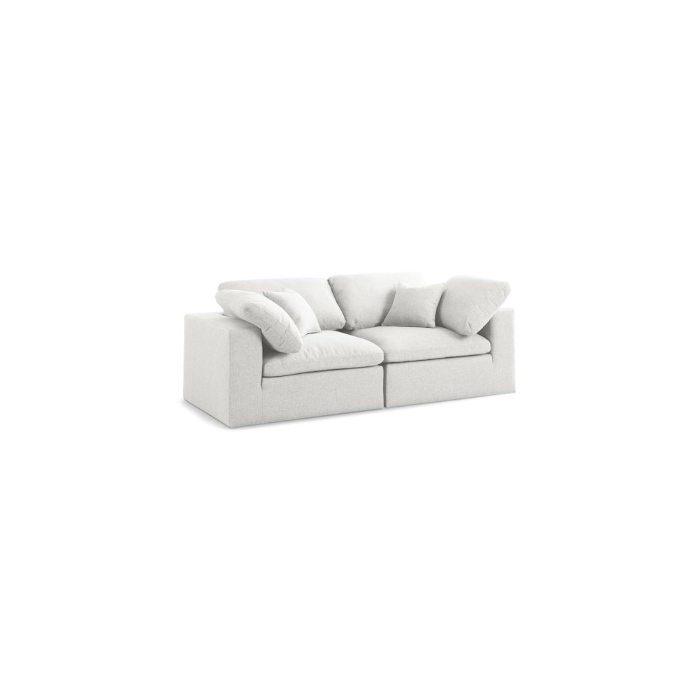 Serene Cream Linen Textured Fabric Deluxe Comfort Modular Sofa. Picture 1