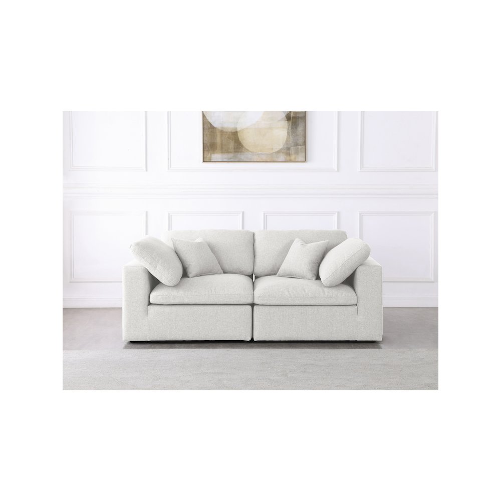 Serene Cream Linen Textured Fabric Deluxe Comfort Modular Sofa. Picture 2