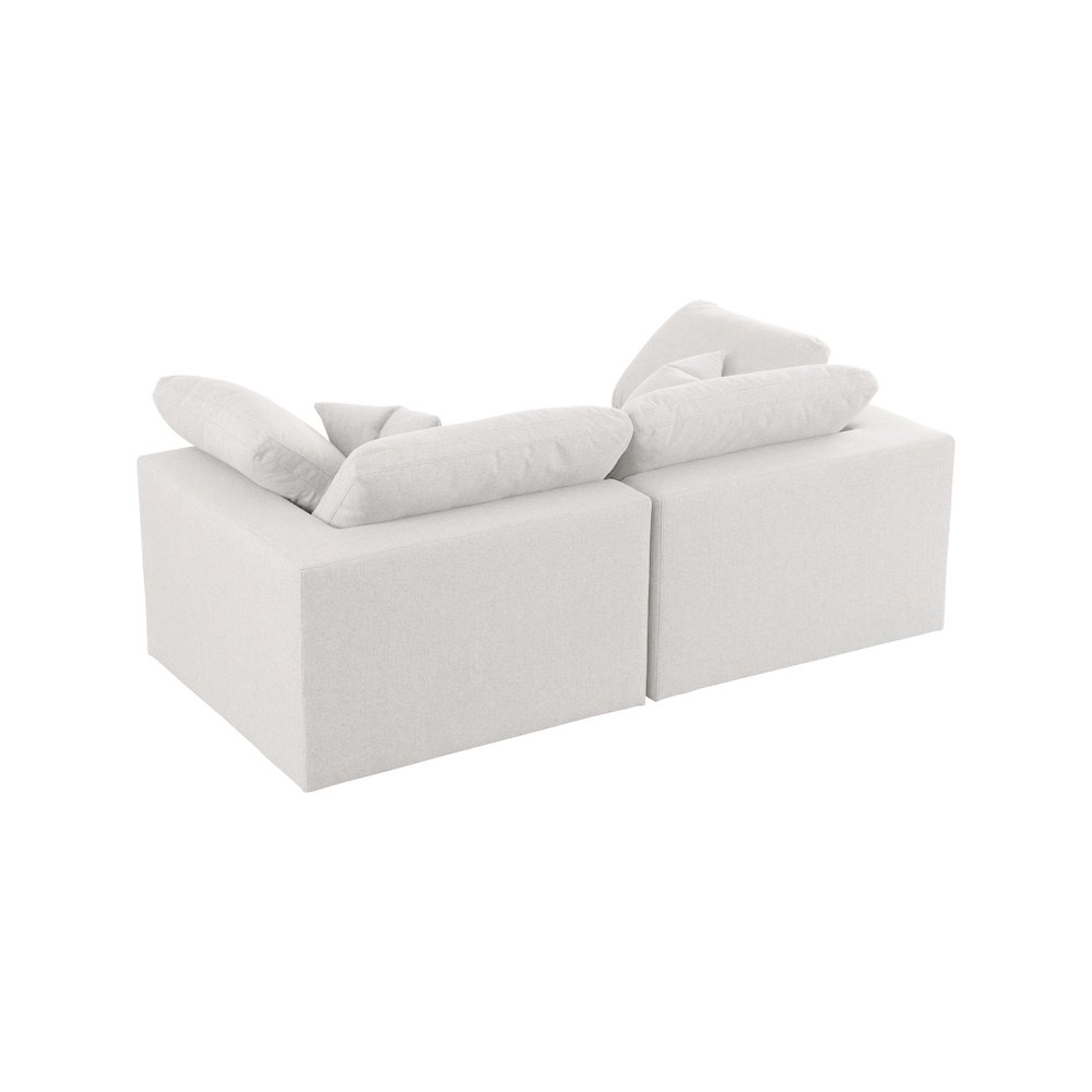 Serene Cream Linen Textured Fabric Deluxe Comfort Modular Sofa. Picture 3