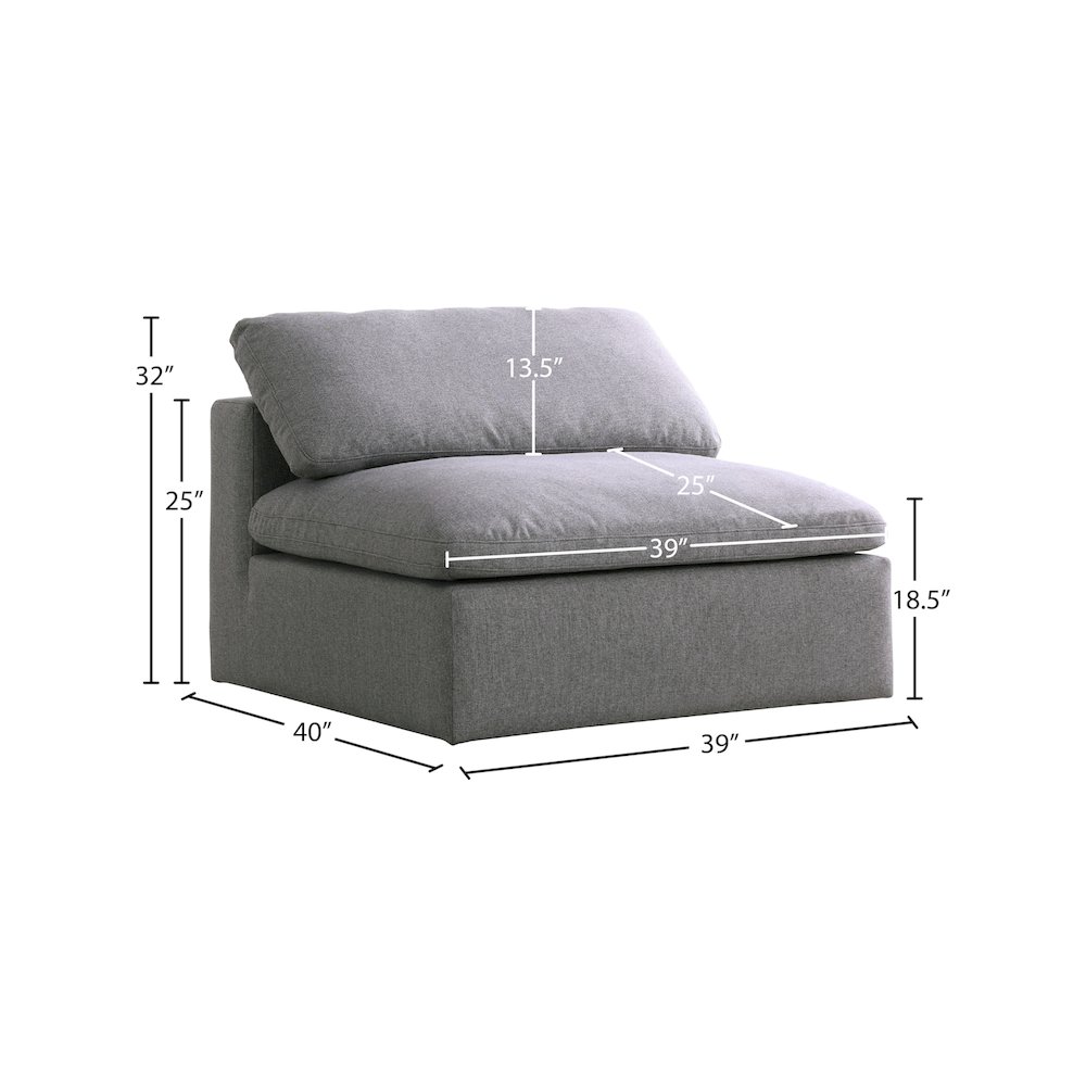 Serene Grey Linen Textured Fabric Deluxe Comfort Modular Armless Chair. Picture 5