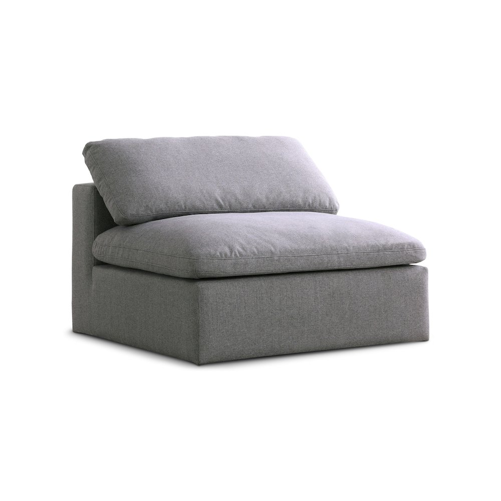 Serene Grey Linen Textured Fabric Deluxe Comfort Modular Armless Chair. Picture 1
