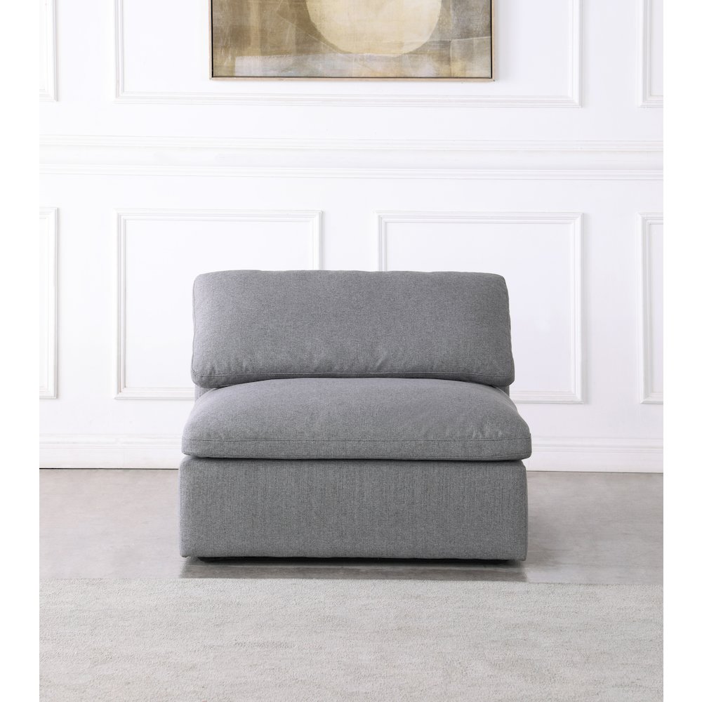 Serene Grey Linen Textured Fabric Deluxe Comfort Modular Armless Chair. Picture 2