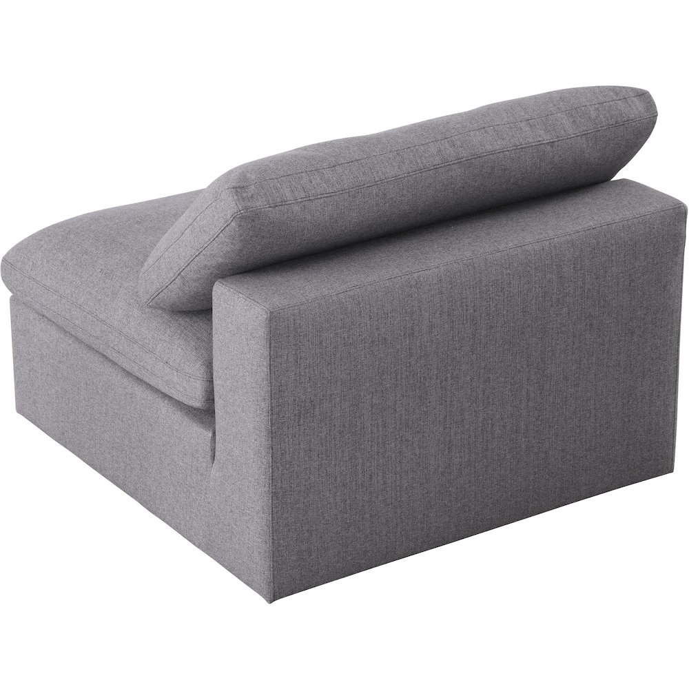 Serene Grey Linen Textured Fabric Deluxe Comfort Modular Armless Chair. Picture 3