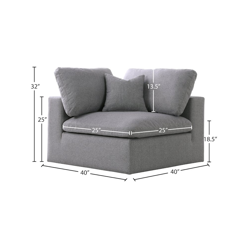 Serene Grey Linen Textured Fabric Deluxe Comfort Modular Corner Chair. Picture 4