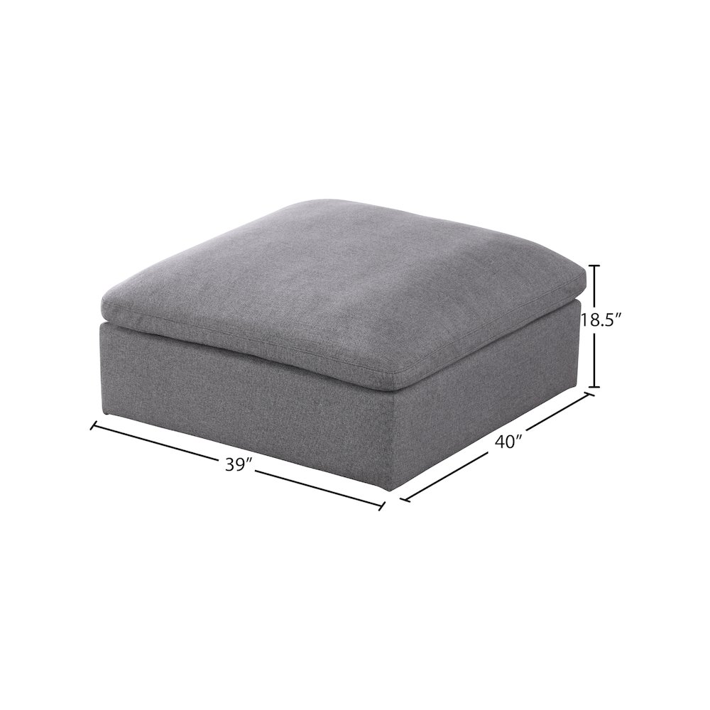 Serene Grey Linen Textured Fabric Deluxe Comfort Modular Ottoman. Picture 3