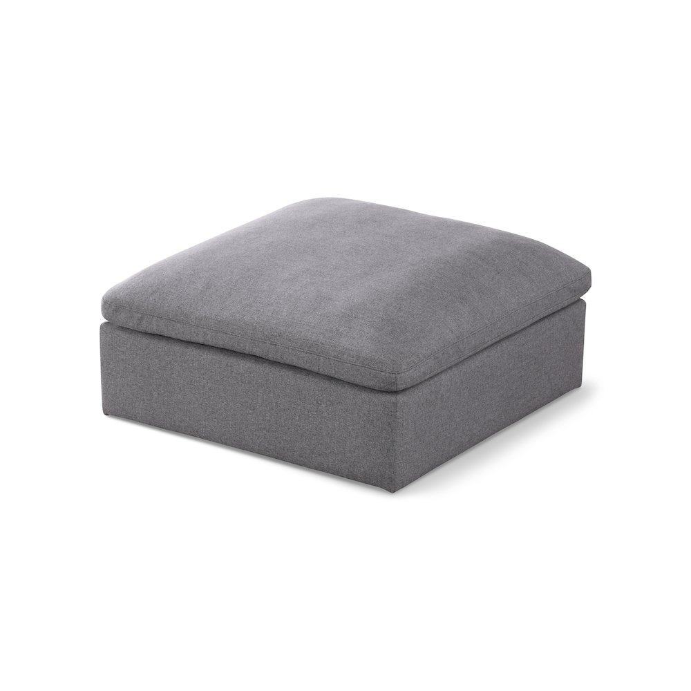 Serene Grey Linen Textured Fabric Deluxe Comfort Modular Ottoman. Picture 1