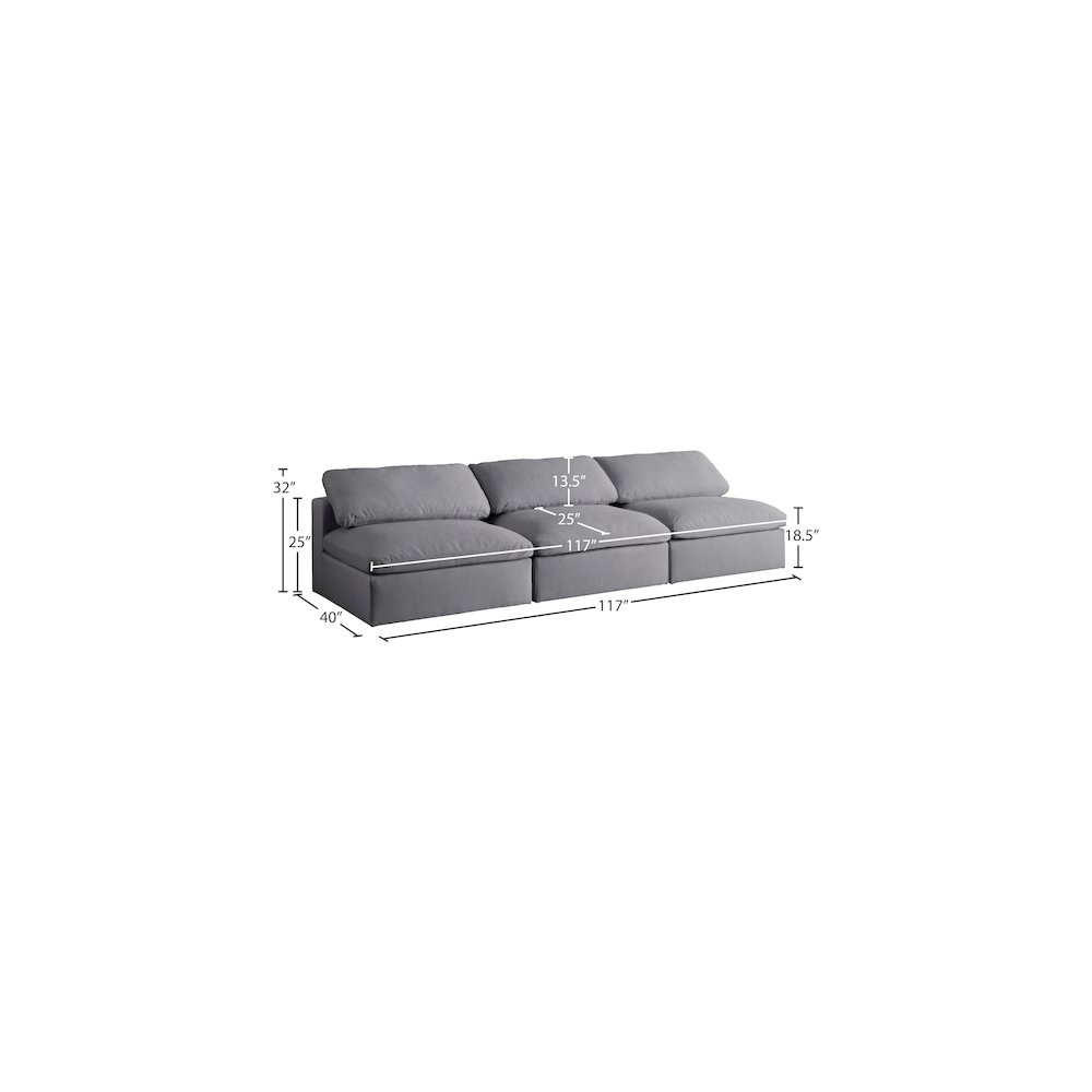 Serene Grey Linen Textured Fabric Deluxe Comfort Modular Armless Sofa. Picture 4