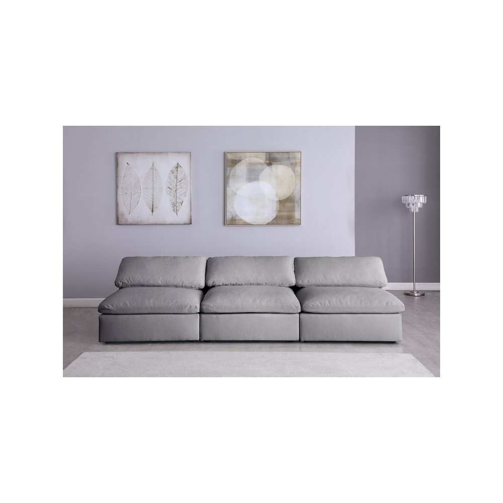 Serene Grey Linen Textured Fabric Deluxe Comfort Modular Armless Sofa. Picture 2