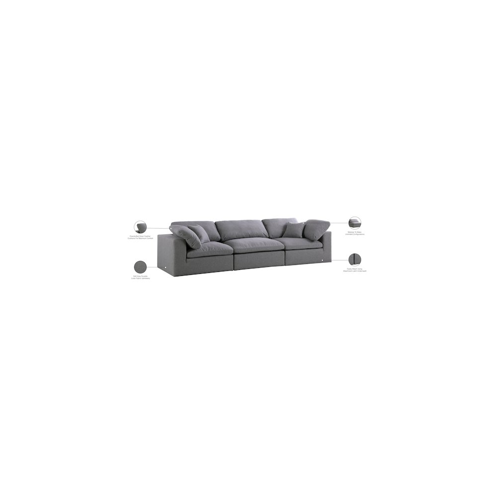 Serene Grey Linen Textured Fabric Deluxe Comfort Modular Sofa. Picture 8