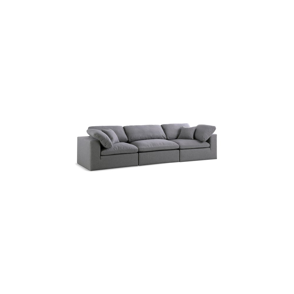 Serene Grey Linen Textured Fabric Deluxe Comfort Modular Sofa. Picture 1