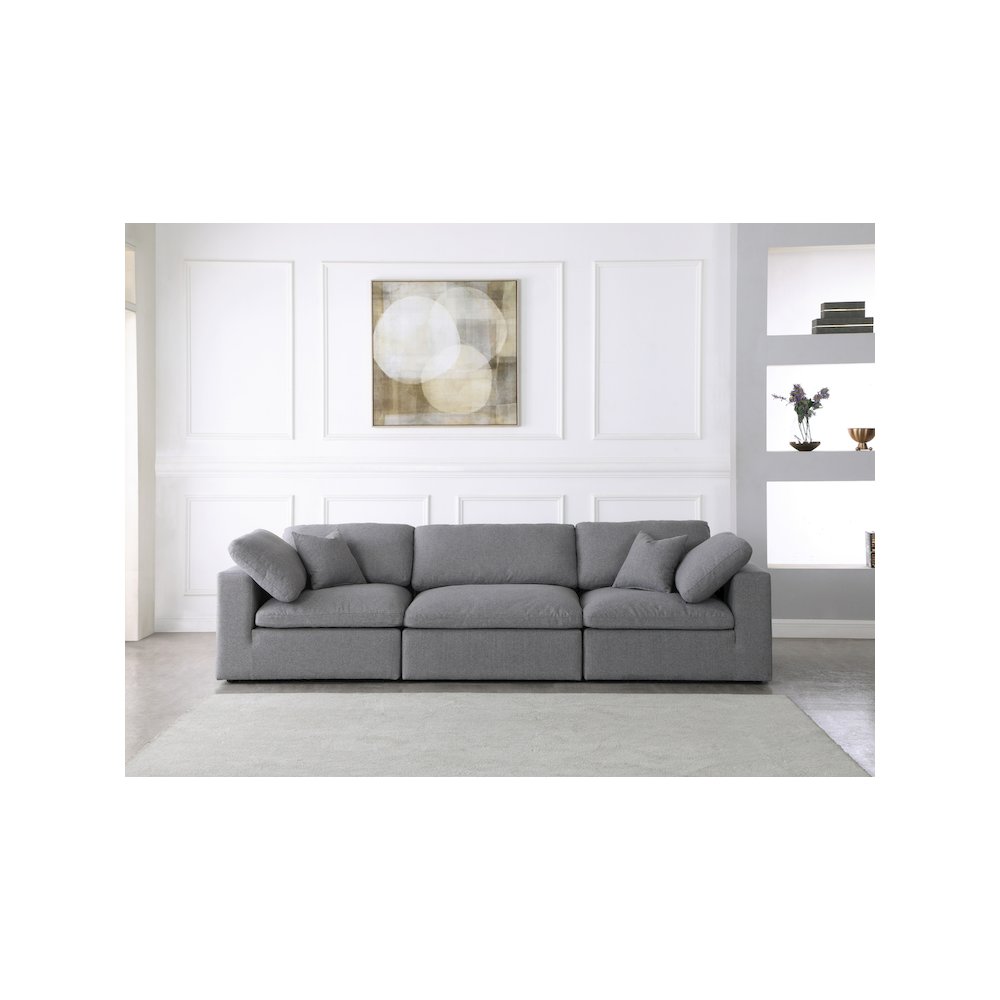 Serene Grey Linen Textured Fabric Deluxe Comfort Modular Sofa. Picture 2