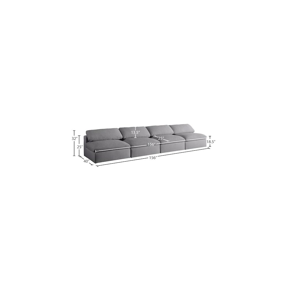 Serene Grey Linen Textured Fabric Deluxe Comfort Modular Armless Sofa. Picture 4