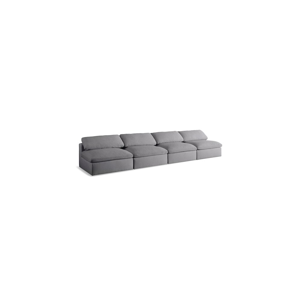 Serene Grey Linen Textured Fabric Deluxe Comfort Modular Armless Sofa. Picture 1