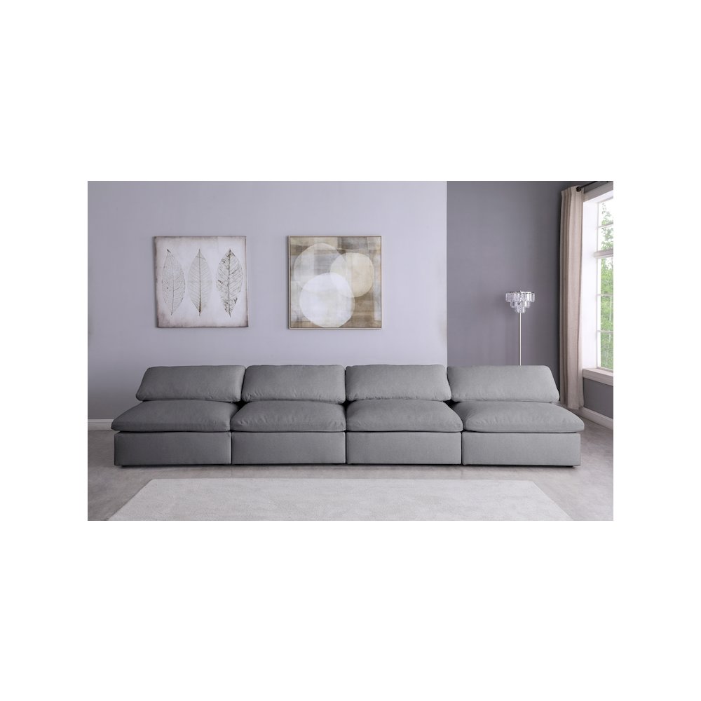 Serene Grey Linen Textured Fabric Deluxe Comfort Modular Armless Sofa. Picture 2