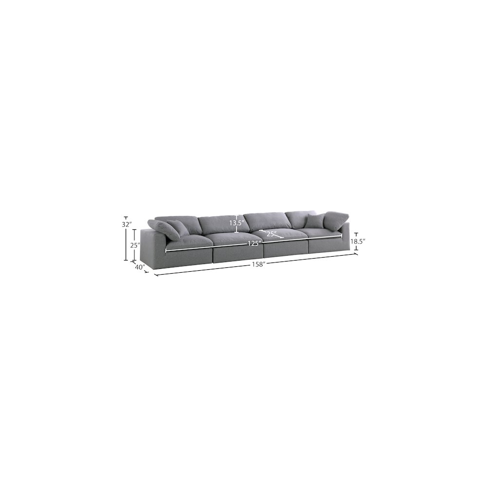 Serene Grey Linen Textured Fabric Deluxe Comfort Modular Sofa. Picture 7