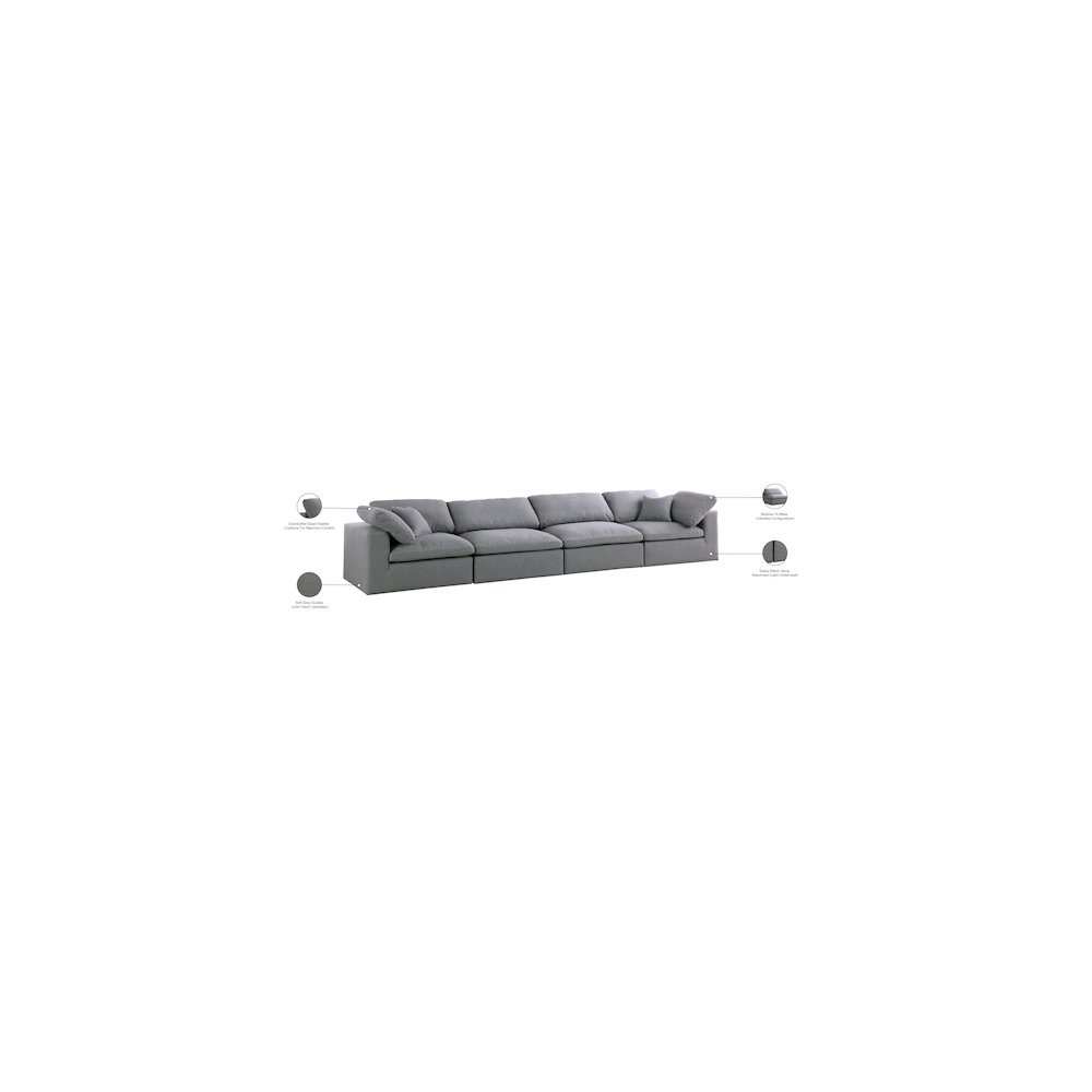 Serene Grey Linen Textured Fabric Deluxe Comfort Modular Sofa. Picture 8